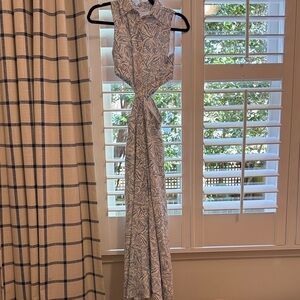 Chic Backless Blue Patterned Dress